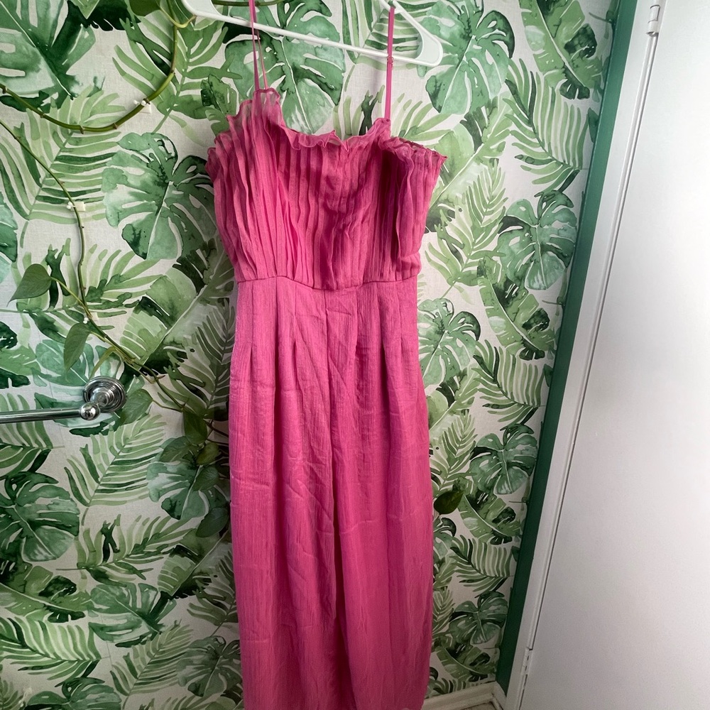 Anthropologie Hutch Ruffled Pink Jumpsuit